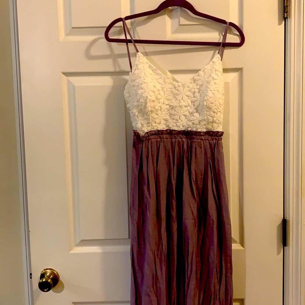 White and Lavender Maxi Dress